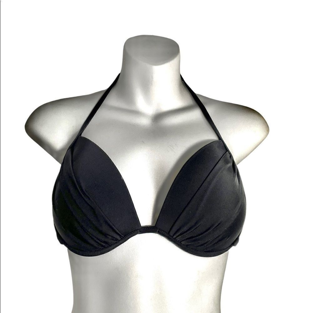 Shade & Shore Black Ruched Bikini Top 34D Target